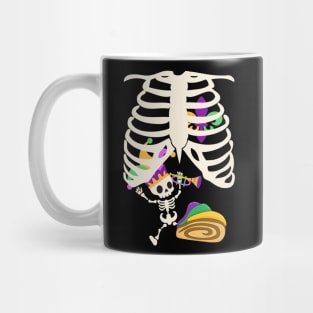 Mardi Gras Pregnancy Announcement Skeleton Baby in X-ray Rib Cage Mug